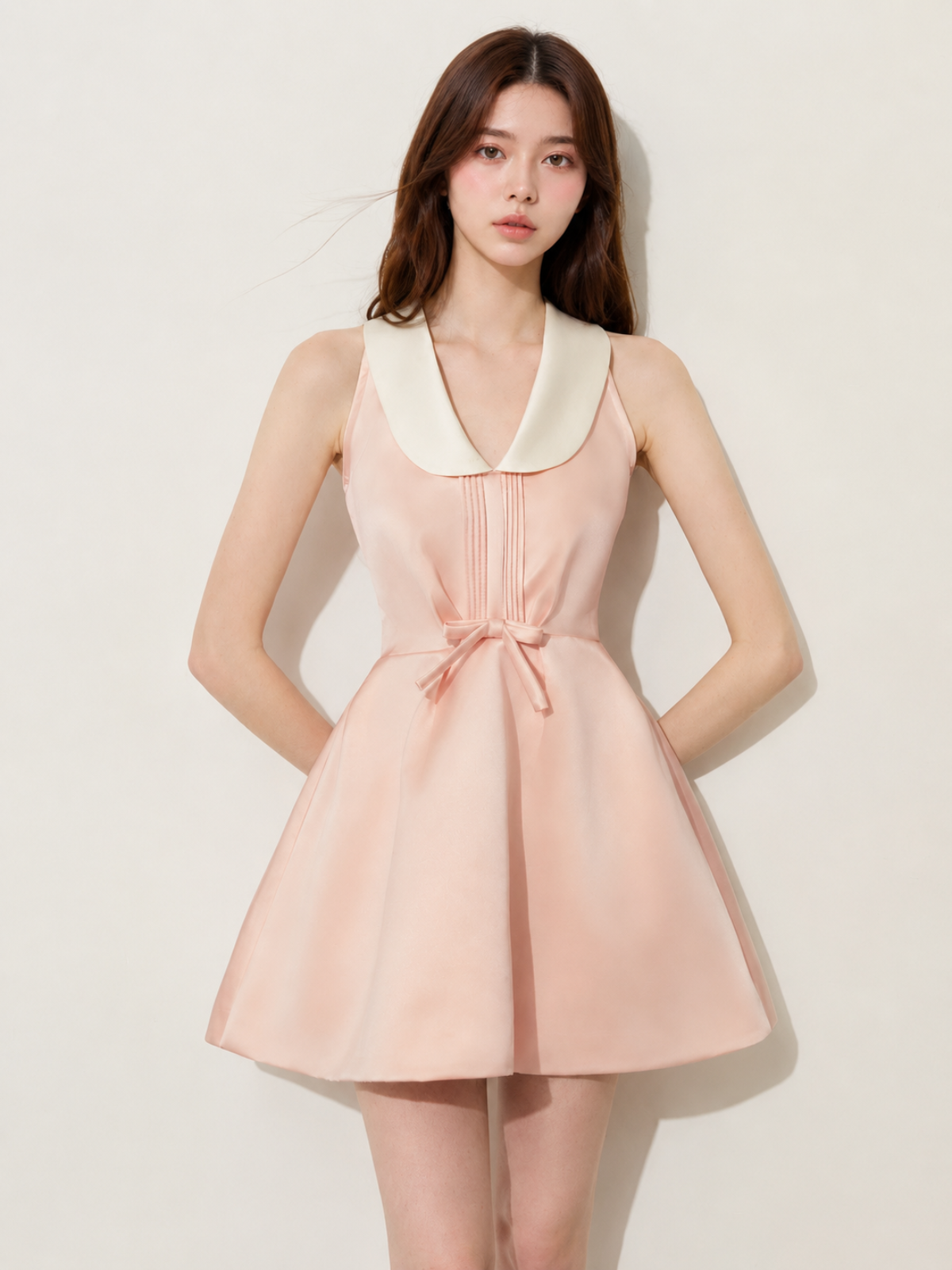 Ribbon Collar Flare Dress