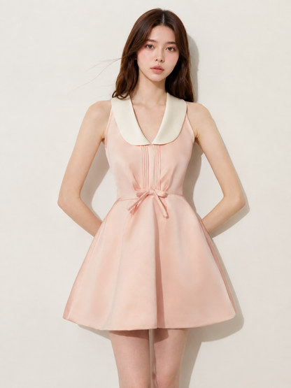 Ribbon Collar Flare Dress