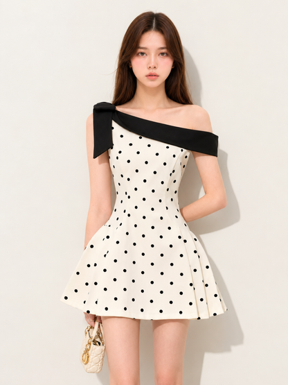 Dot One-Shoulder Mini Dress