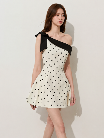 Dot One-Shoulder Mini Dress