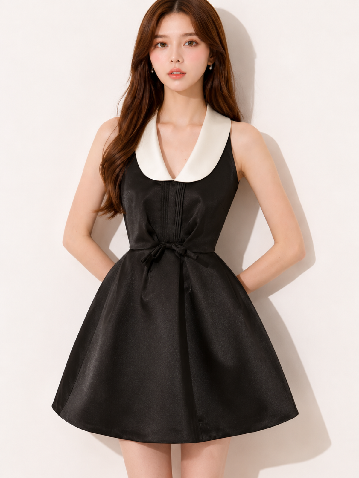 Contrast Collar Flare Dress