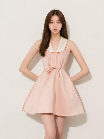 Ribbon Collar Flare Dress
