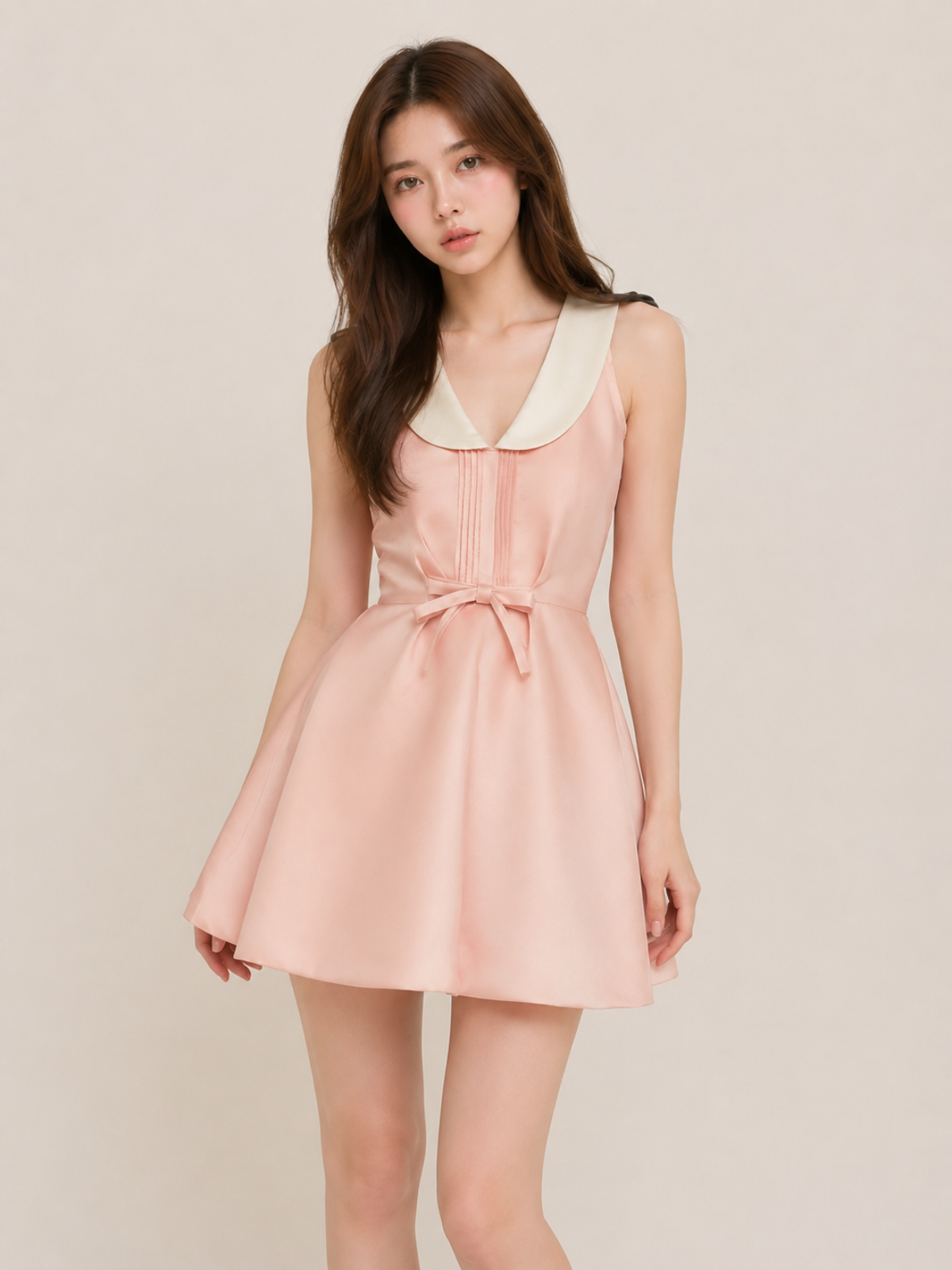 Ribbon Collar Flare Dress