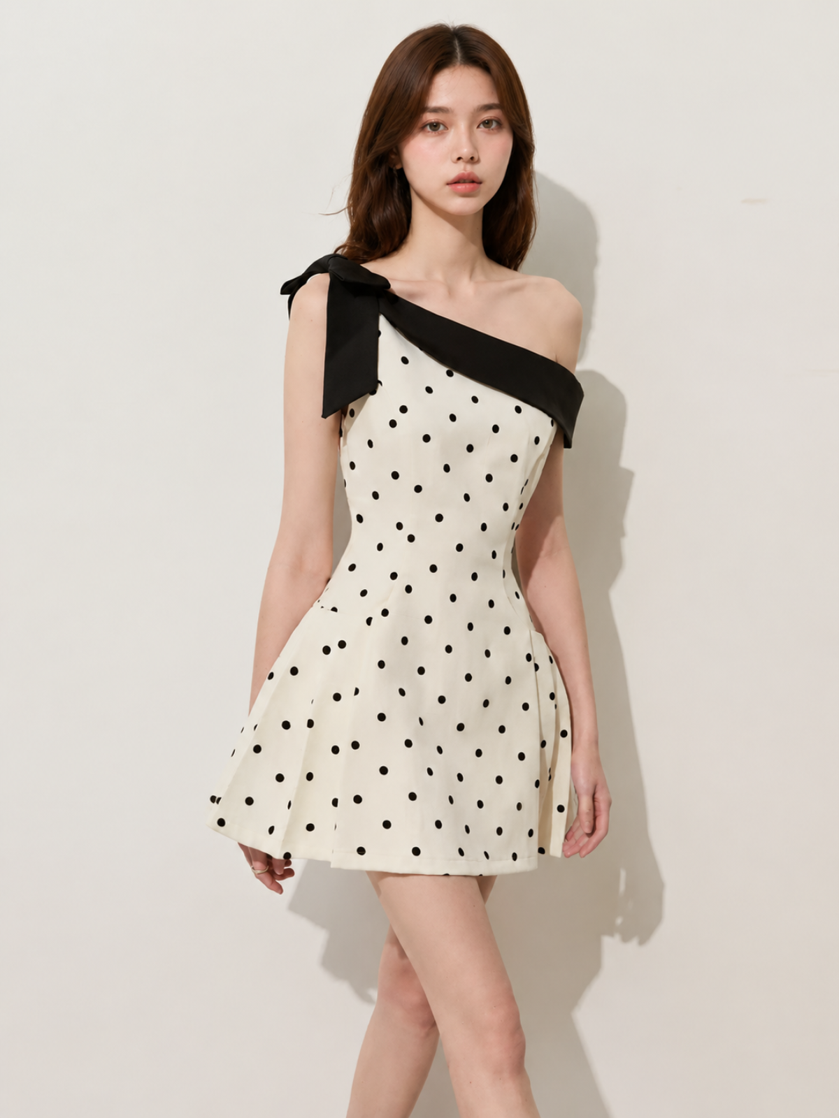 Dot One-Shoulder Mini Dress