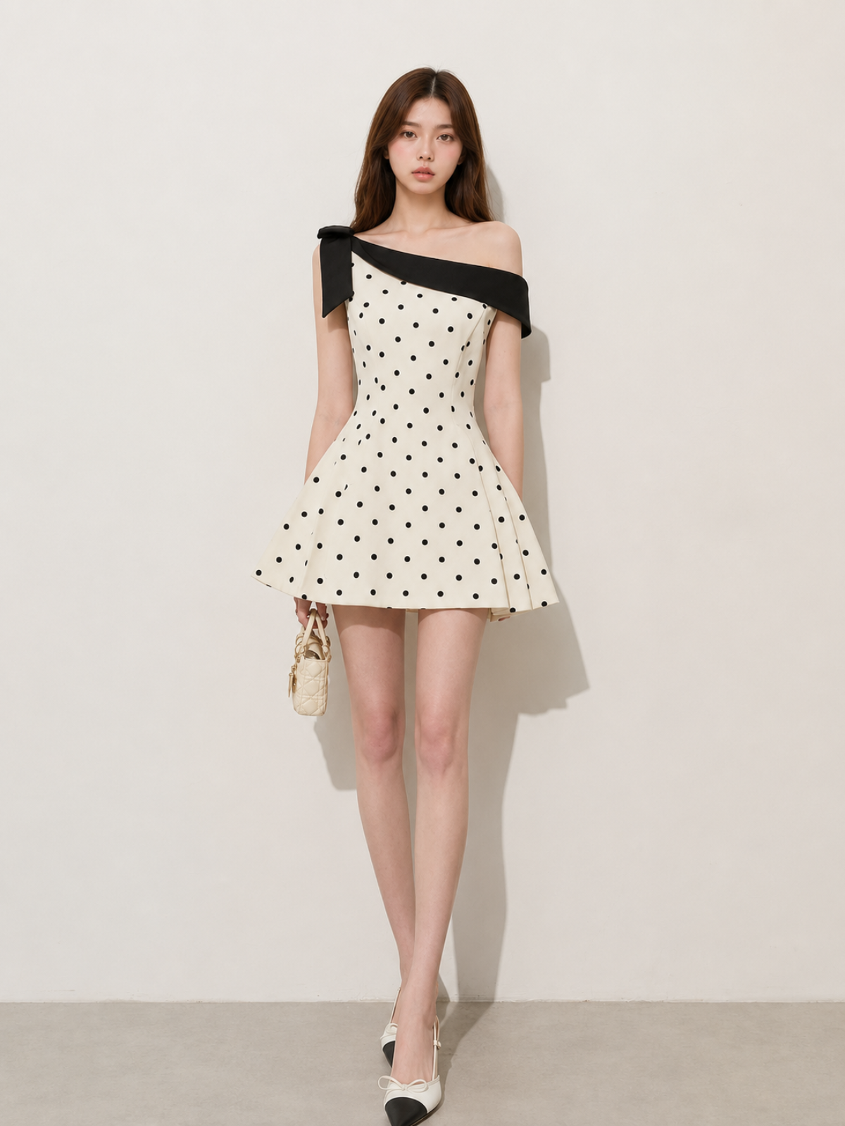 Dot One-Shoulder Mini Dress