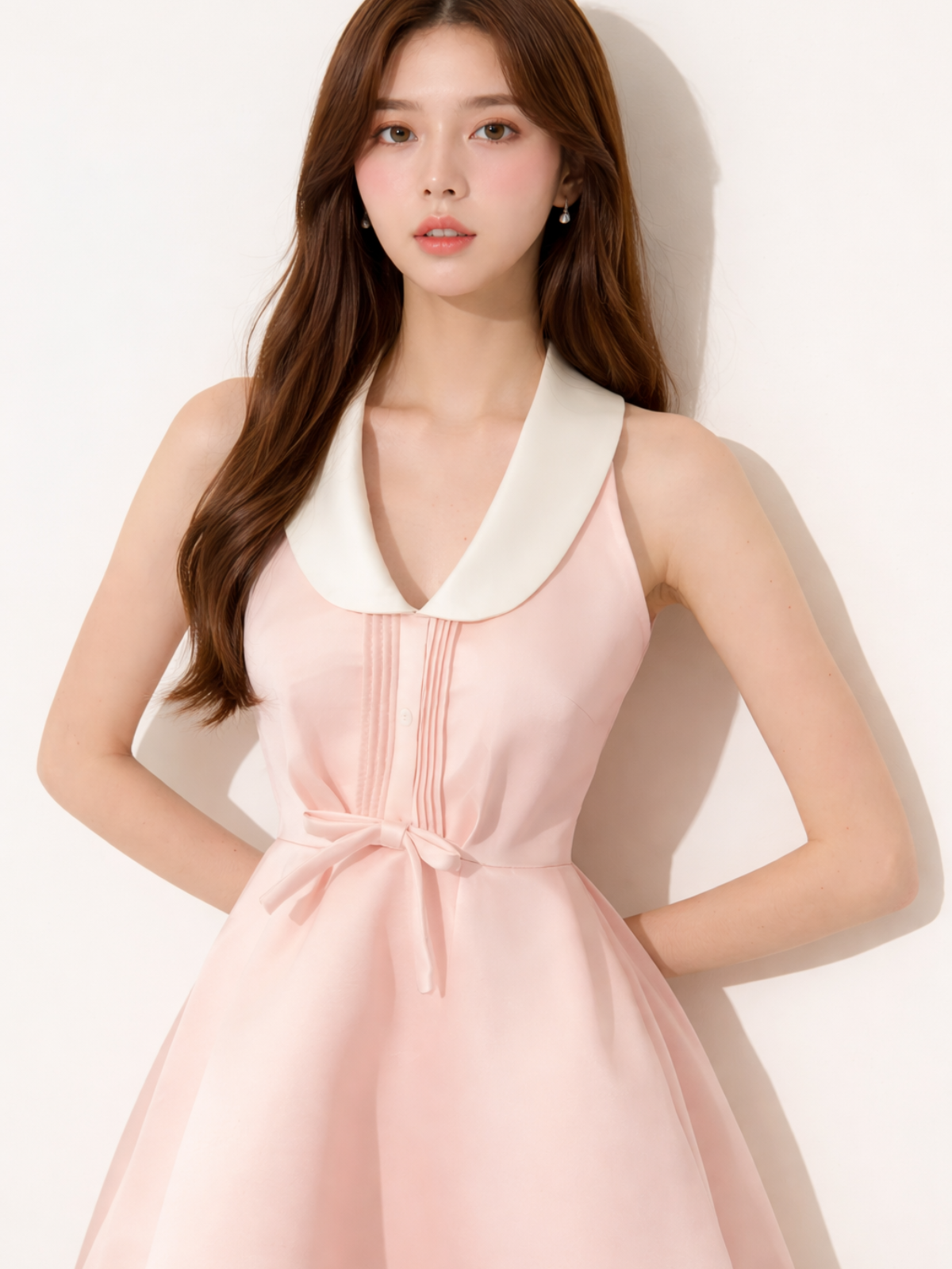 Ribbon Collar Flare Dress