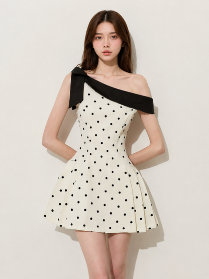 Dot One-Shoulder Mini Dress
