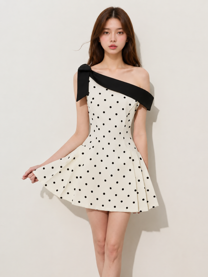 Dot One-Shoulder Mini Dress